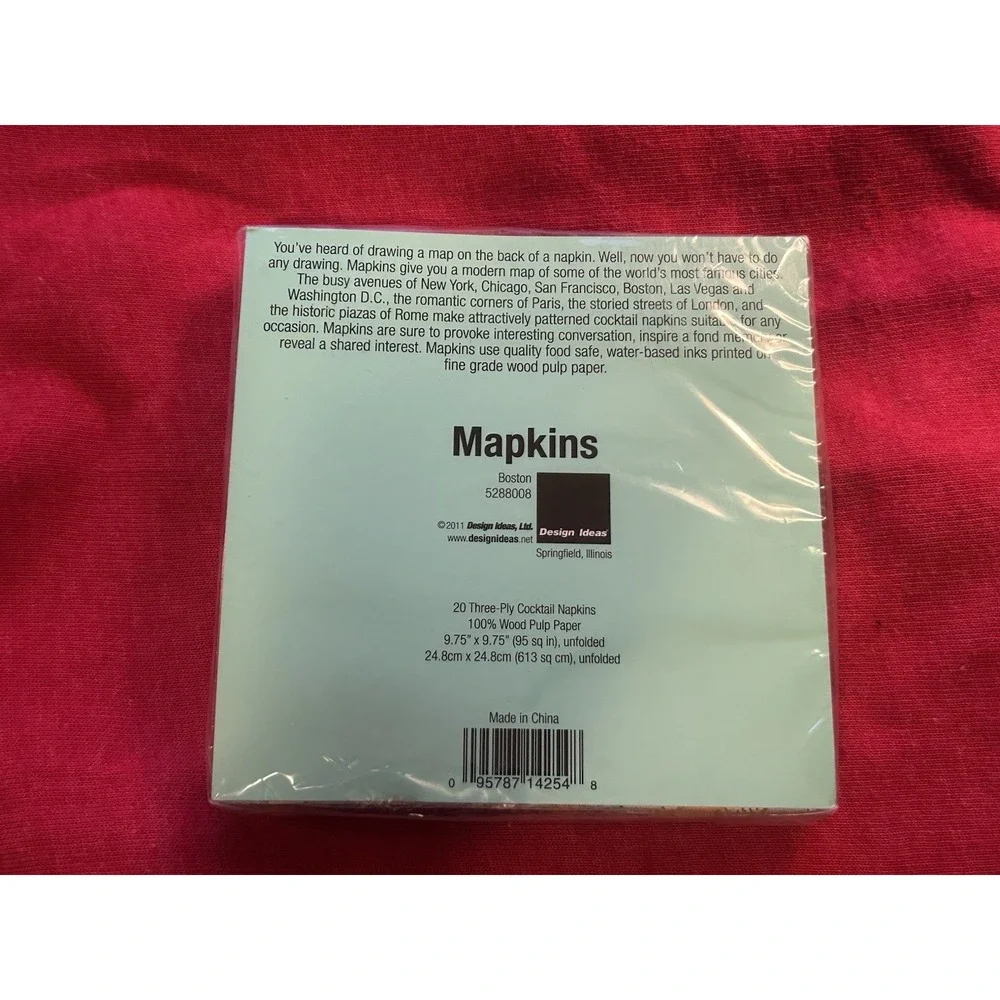 Boston Massachusetts Mapkins Napkins NEW - Paper Napkins Sealed With 20 Napkins